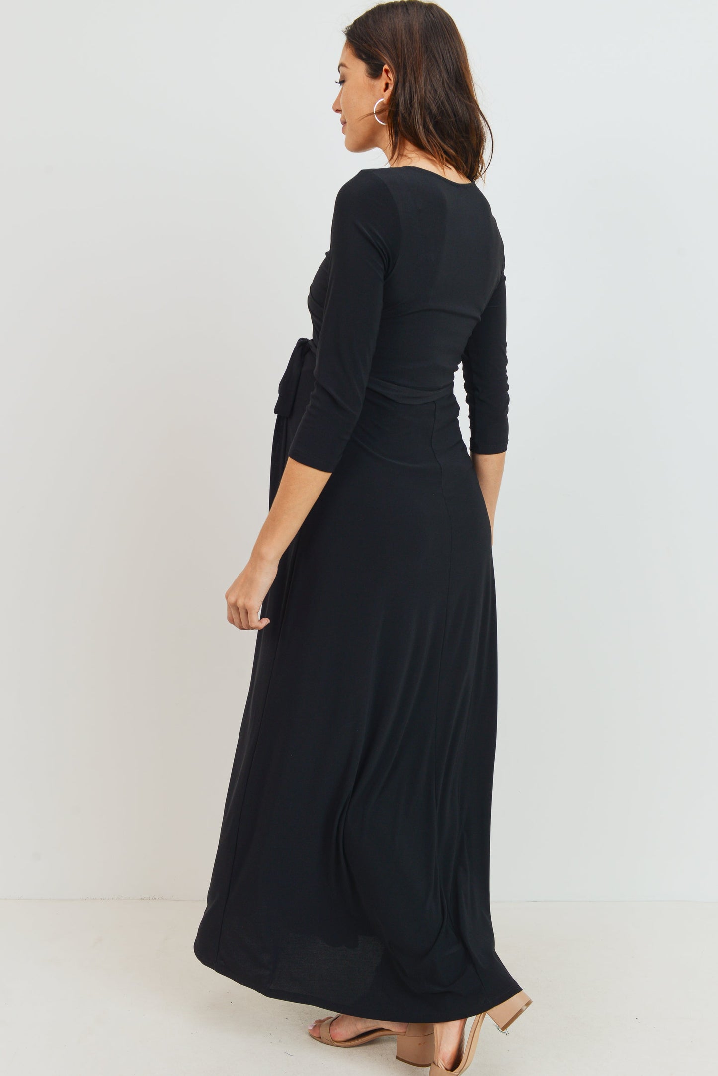 3/4 Nursing Maxi Dress Black
