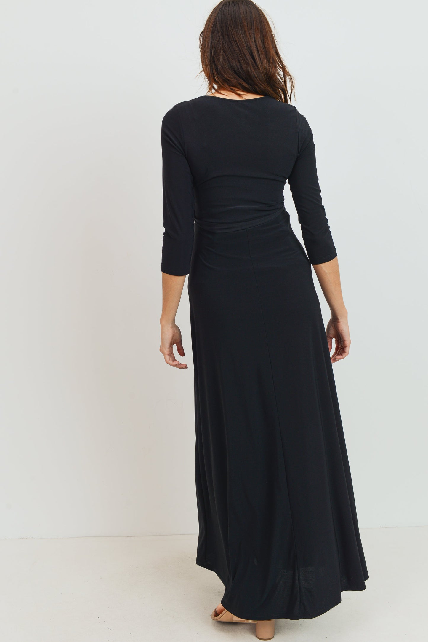 3/4 Nursing Maxi Dress Black