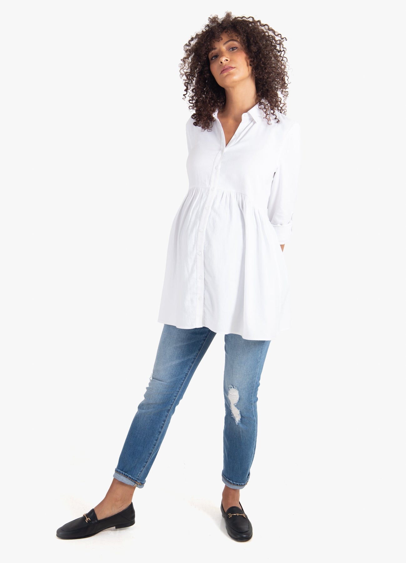 Maternity Peplum Button Down Shirt
