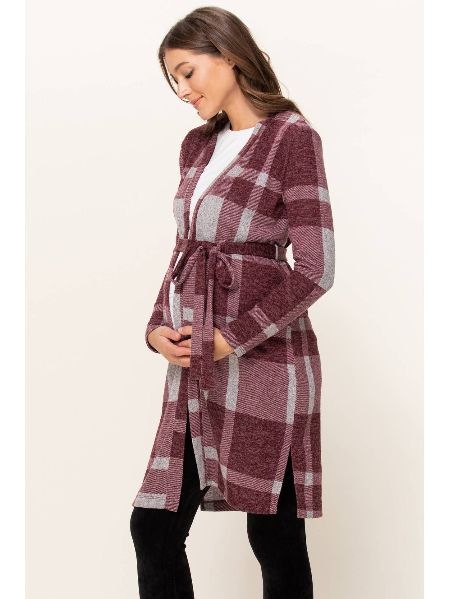 Sweater Knit Plaid Cardigan Sweater