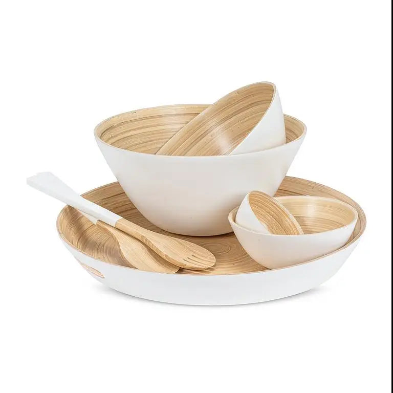 Bamboo Salad Servers-White