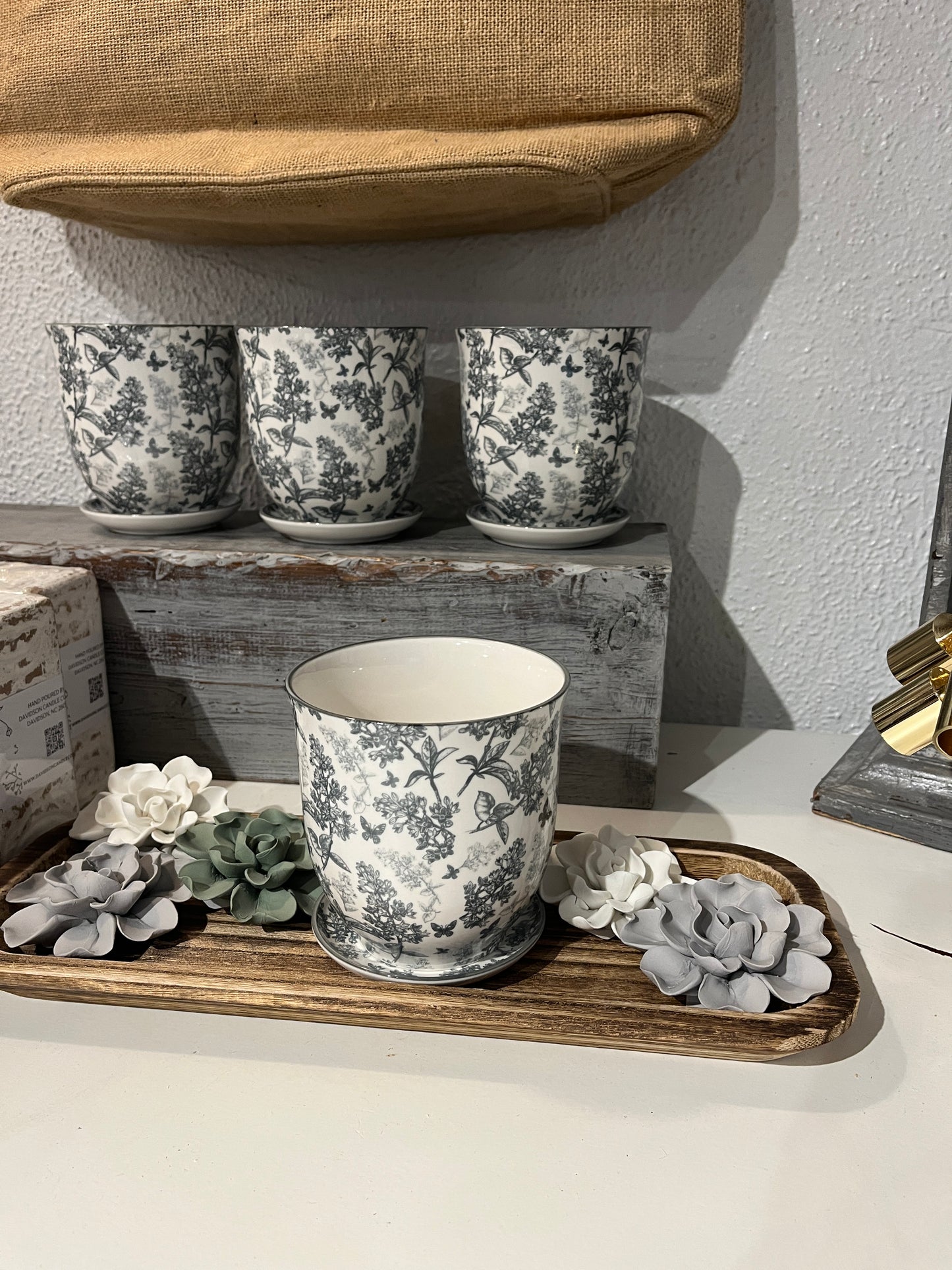 Mini Toile Pot + Saucer