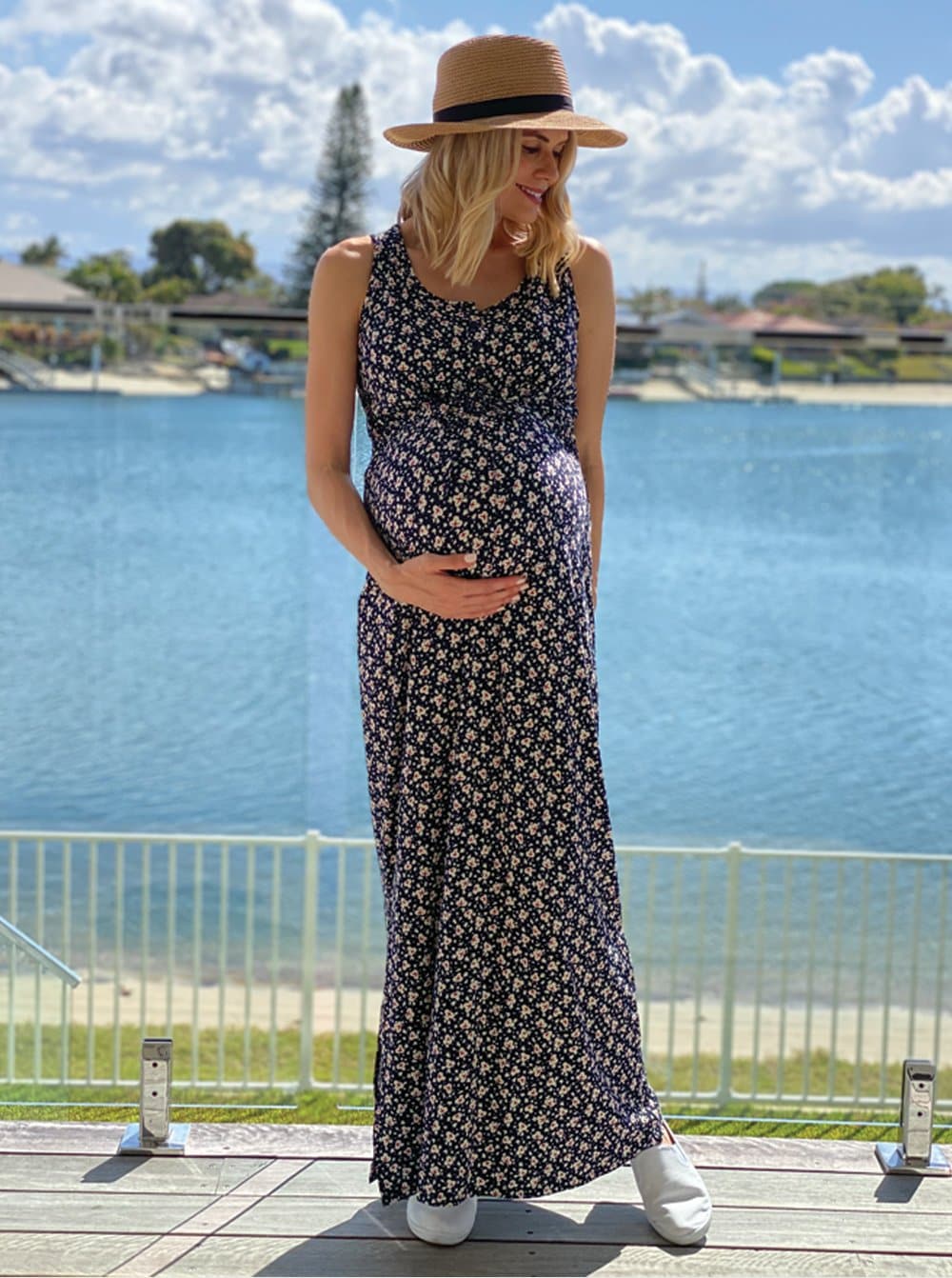 Maternity & Nursing Navy Maxi Dress
