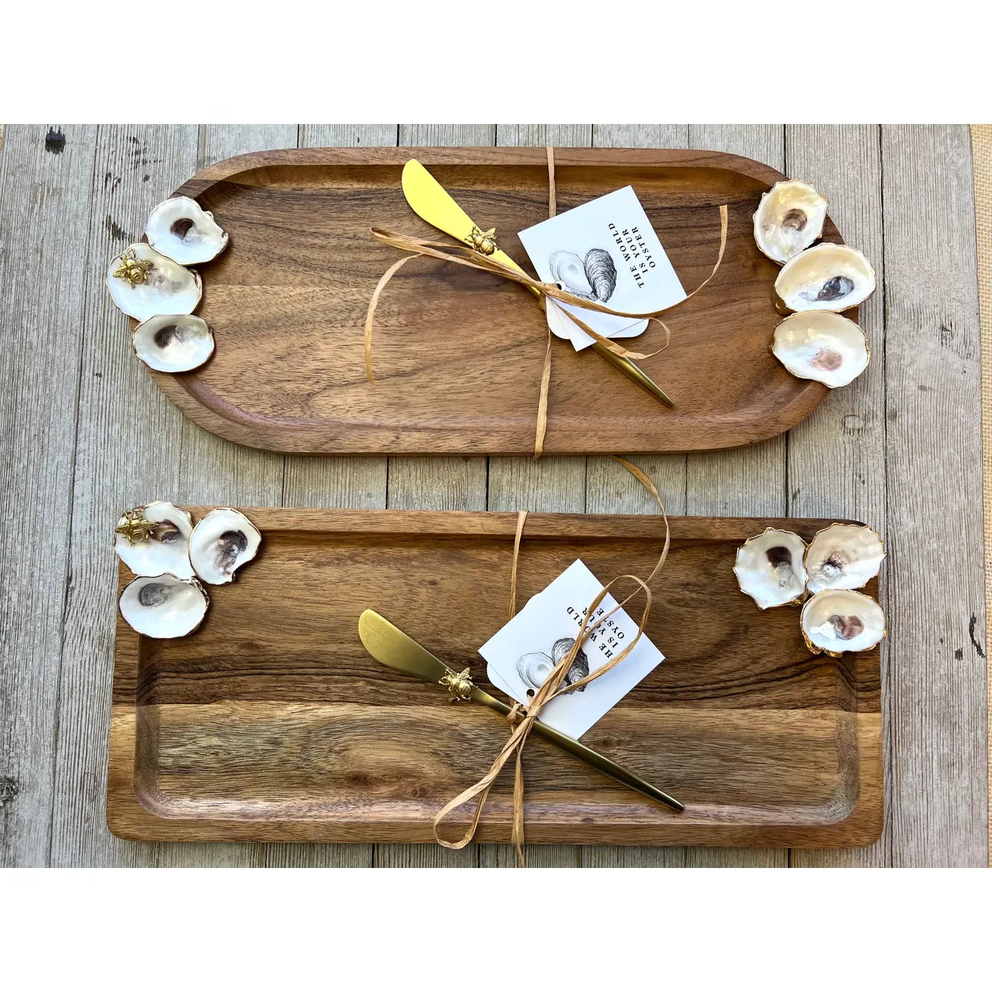 Wood Tray with Oysters