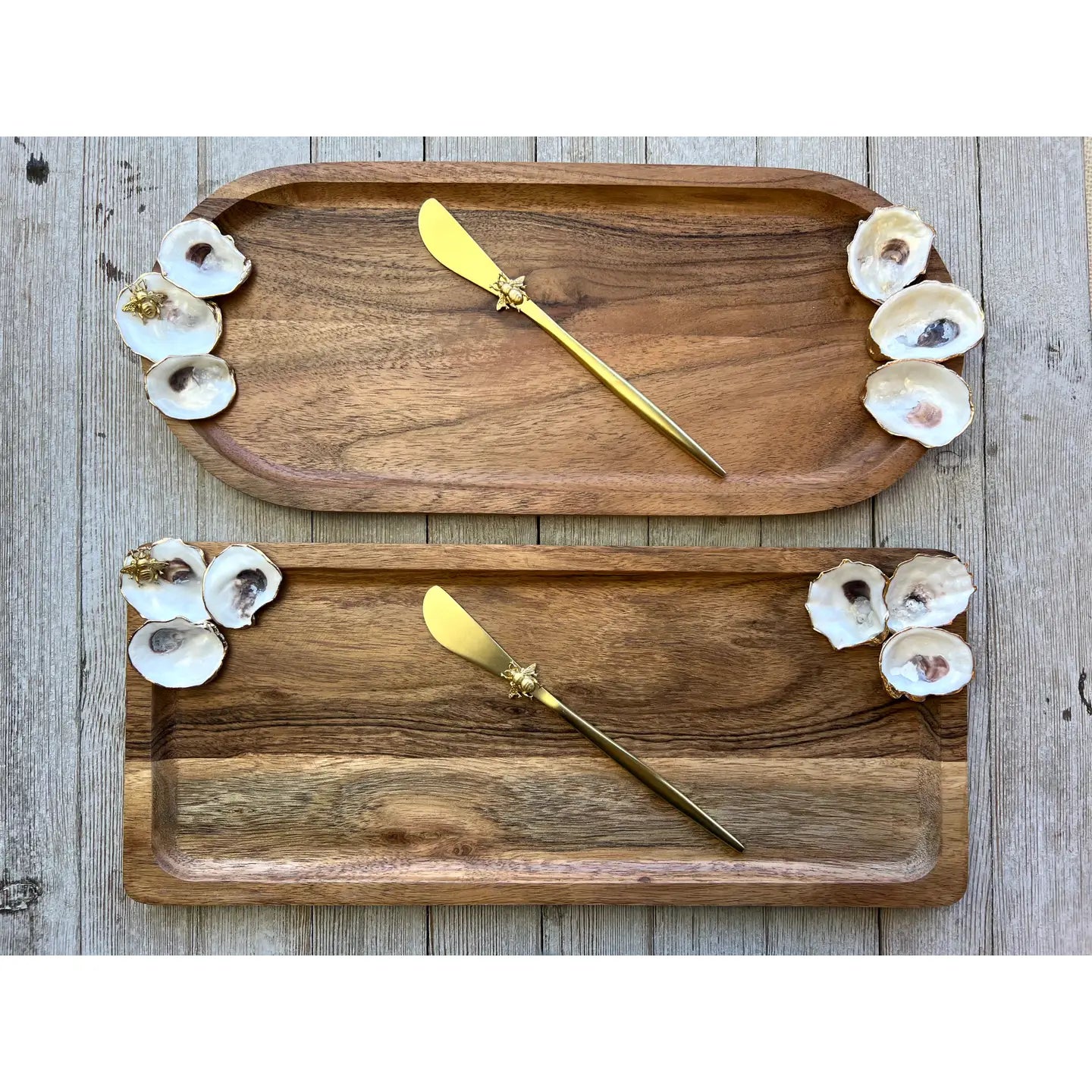 Wood Tray with Oysters
