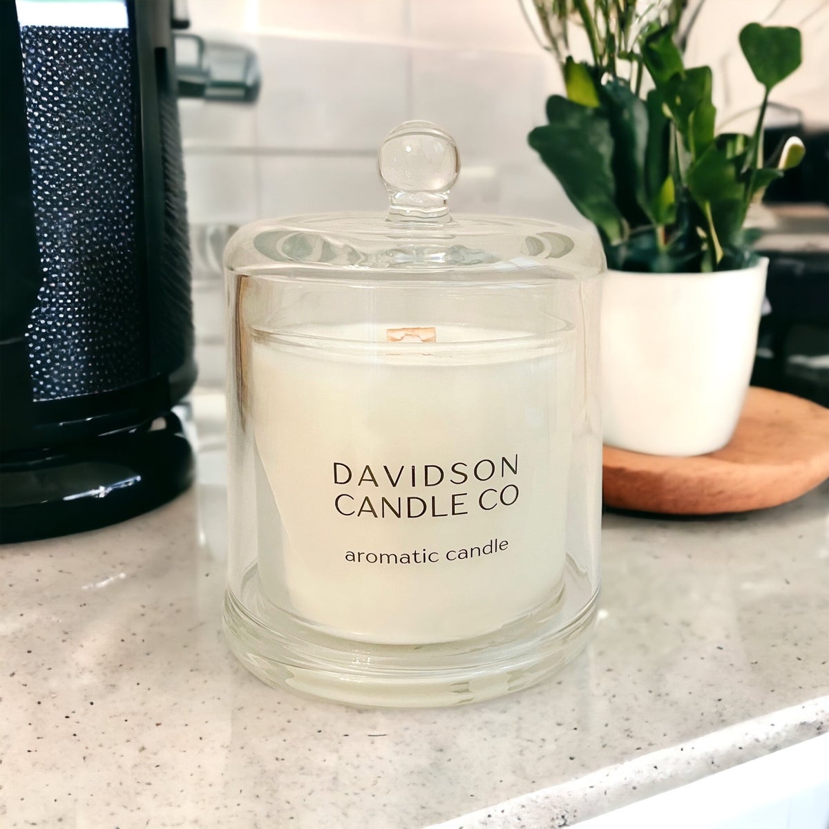 Cloche Candle Apple Maple Bourbon Scented with Snuffer