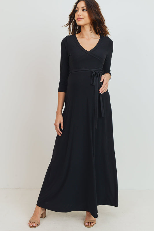 3/4 Nursing Maxi Dress Black