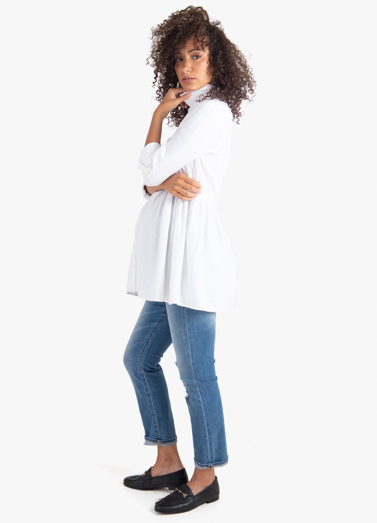 Maternity Peplum Button Down Shirt