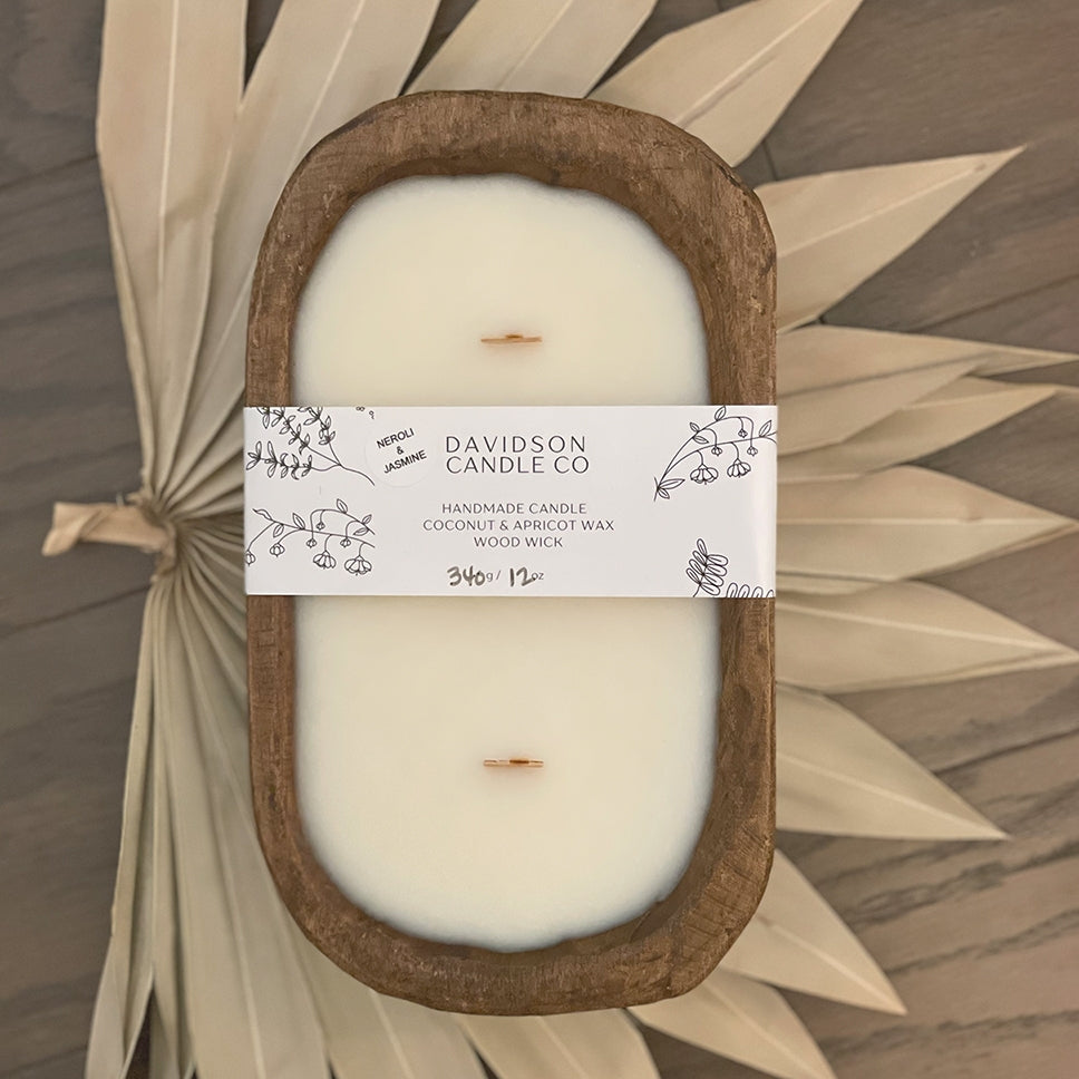 Dough bowl scented candle brown 13 oz | green floral & moss