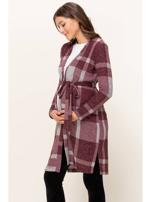 Sweater Knit Plaid  Cardigan Sweater