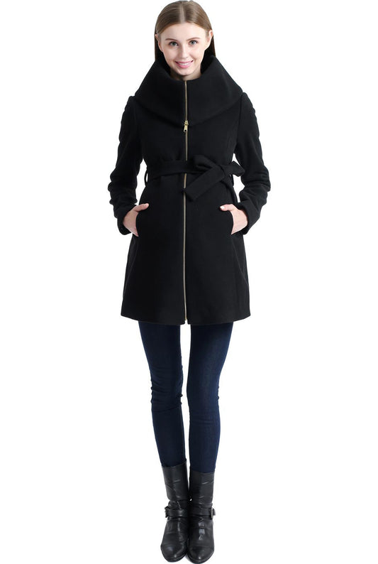 Wool Blend Fold Collar Coat