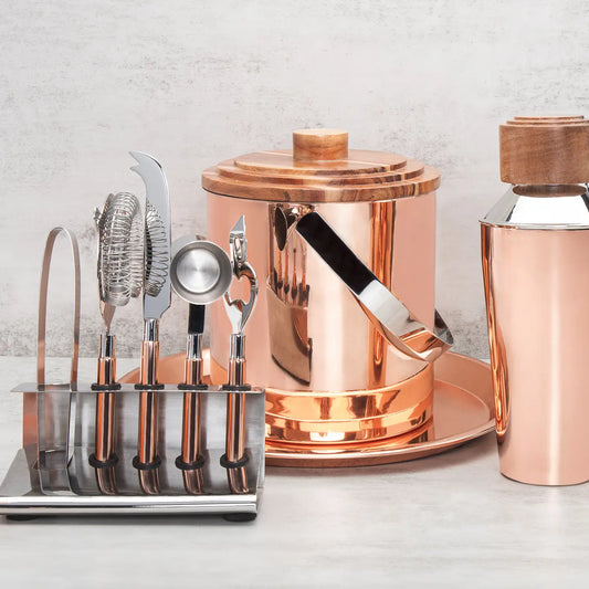 9 Piece Copper/Wood Bar Set