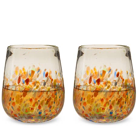Artistico Recycled Glass Stemless Wine Glasses - Set of 2