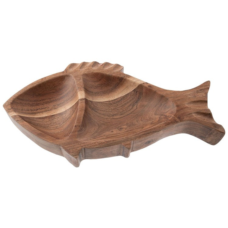 Wood Shaped Serving Bowl Fish