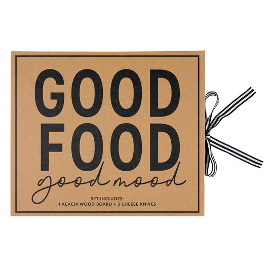 Wood Cheese Board with Knives Book Box
