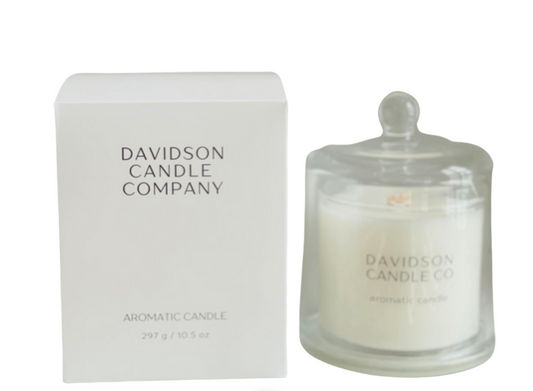 Cloche Candle White Tea Scented with glass cover w/Sniffer