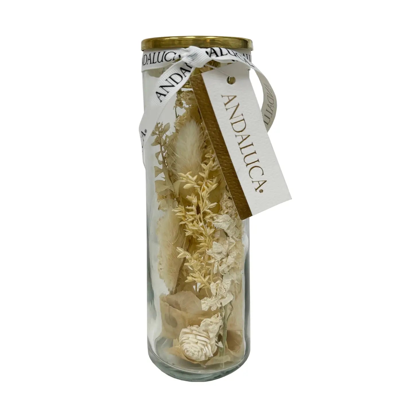 White Blossoms Botanical Taper Candle Holder