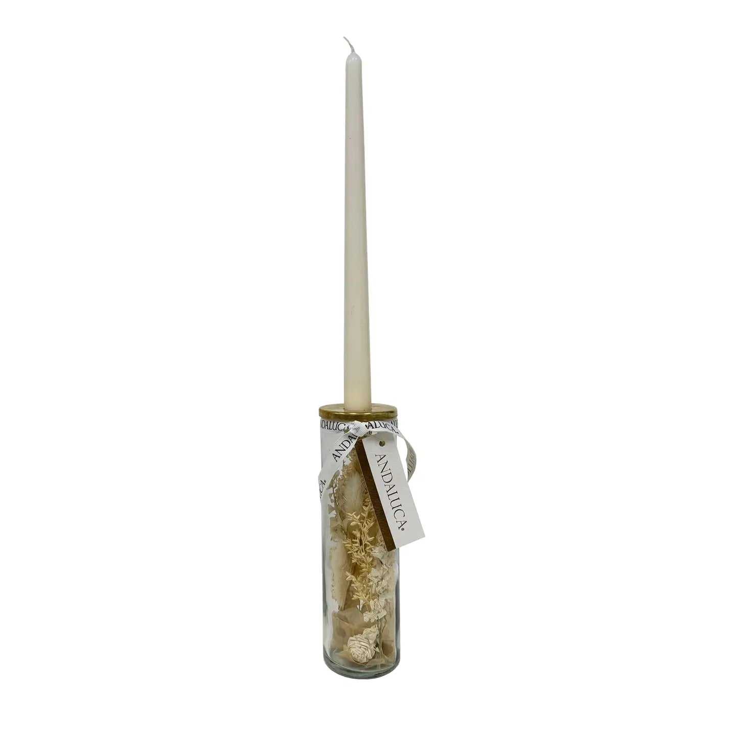 White Blossoms Botanical Taper Candle Holder
