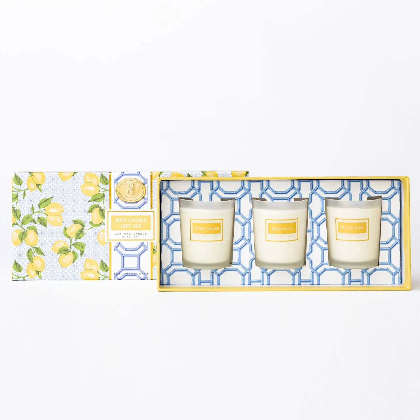 Lemon Trellis 3 Piece Assorted Candle Boxed Set