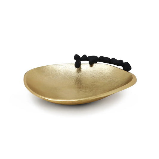 Gold Snack Bowl with Black Detail and Pebble Design