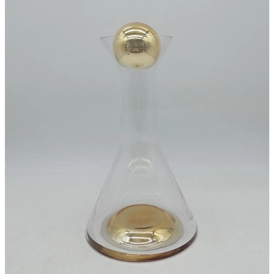 Glass Decanter with Gold Base and Ball Lid